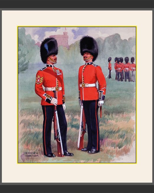 Irish Guard Colour Sergeant and Guardsman in the Great Park Windsor