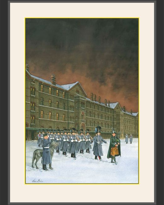 Irish Guards leaving Chelsea Barracks for the Bank of England Guards